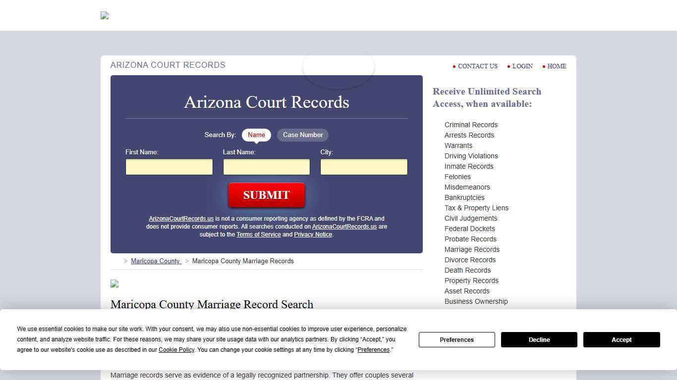 Maricopa County Marriage Records | ArizonaCourtRecords.us
